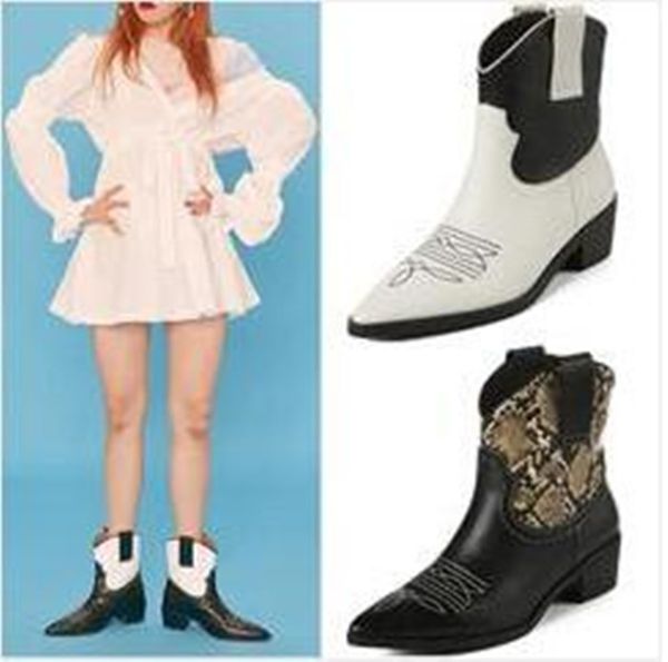 women classic rome leather runway shoes black white splice pointed toe mid-calf booties cuban heel cowboy boot woman
women classic rome leather runway shoes black white splice pointed toe mid-calf booties cuban heel cowboy boot woman