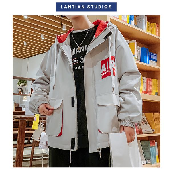 japan style men's jackets 2019 fashion letter printed man cargo jacket coats hooded windproof jacket causal loose coats clothes, Black;brown
japan style men's jackets 2019 fashion letter printed man cargo jacket coats hooded windproof jacket causal loose coats clothes, Black;brown