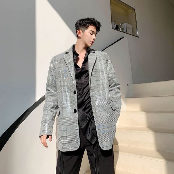ewq / men's wear sequins patchwork casaul grey plaid korean blazers for male 2020 spring new fashionable loose suit 9y1718, White;black
ewq / men's wear sequins patchwork casaul grey plaid korean blazers for male 2020 spring new fashionable loose suit 9y1718, White;black