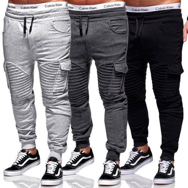 new mens pleated stitching fitness pants wrinkling large pockets sports pants men s slim fit men's designer casual pencil trouser, Black
new mens pleated stitching fitness pants wrinkling large pockets sports pants men s slim fit men's designer casual pencil trouser, Black