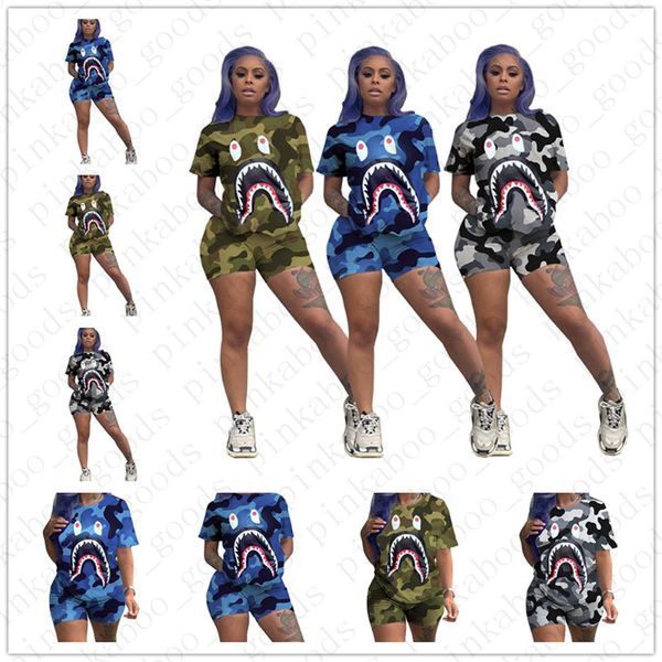 women summer designer camo shorts set shark mouth print short sleeve t-shirt and shorts pants two piece outfit luxury sports suit d52509, Gray
women summer designer camo shorts set shark mouth print short sleeve t-shirt and shorts pants two piece outfit luxury sports suit d52509, Gray