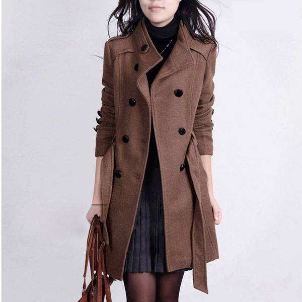 2019 fashion women's woolen coat female cashmere thicker coats turn-down collar double breasted slim sashes solid long coat, Black
2019 fashion women's woolen coat female cashmere thicker coats turn-down collar double breasted slim sashes solid long coat, Black