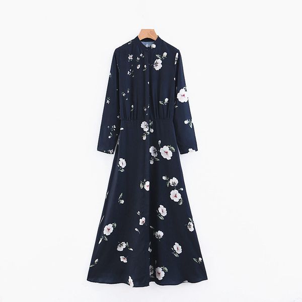 casual dresses women oversized elegant floral print maxi dress long sleeve stand collar female stylish ankle length a-line vestidos, Black;gray
casual dresses women oversized elegant floral print maxi dress long sleeve stand collar female stylish ankle length a-line vestidos, Black;gray