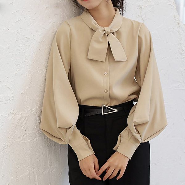 bow neck lantern sleeve women blouse shirts single-breasted casual solid shirts female blusas mujer 2020 spring, White
bow neck lantern sleeve women blouse shirts single-breasted casual solid shirts female blusas mujer 2020 spring, White