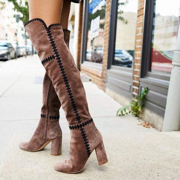 light brown suede long boots chunky heel boots work booties cocktail & party fashion shoes woman plus size botas mujer 35#-43#, Black
light brown suede long boots chunky heel boots work booties cocktail & party fashion shoes woman plus size botas mujer 35#-43#, Black