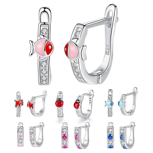 pink blue enamel cute fish hoop earrings with zirconia 925 sterling silver small earrings for kids children girls animal jewelry, Golden;silver
pink blue enamel cute fish hoop earrings with zirconia 925 sterling silver small earrings for kids children girls animal jewelry, Golden;silver