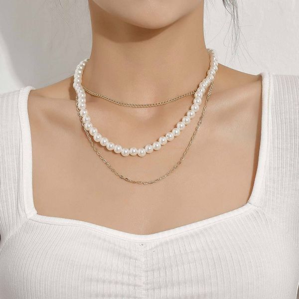fashion pearl simple multilayer choker necklace female pearl jewelry choker necklace women wedding jewelry women, Silver
fashion pearl simple multilayer choker necklace female pearl jewelry choker necklace women wedding jewelry women, Silver