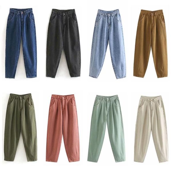 women streetwear pleated mom jeans high waist loose slouchy jeans pockets boyfriend pants casual ladies denim trousers, Blue
women streetwear pleated mom jeans high waist loose slouchy jeans pockets boyfriend pants casual ladies denim trousers, Blue