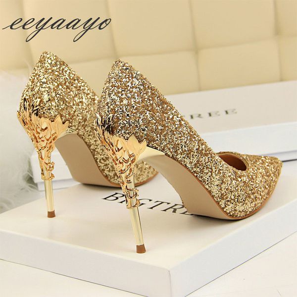 2019 new spring women pumps high thin heels pointed toe metal decoration bling bridal wedding women shoes gold high heels, Black
2019 new spring women pumps high thin heels pointed toe metal decoration bling bridal wedding women shoes gold high heels, Black