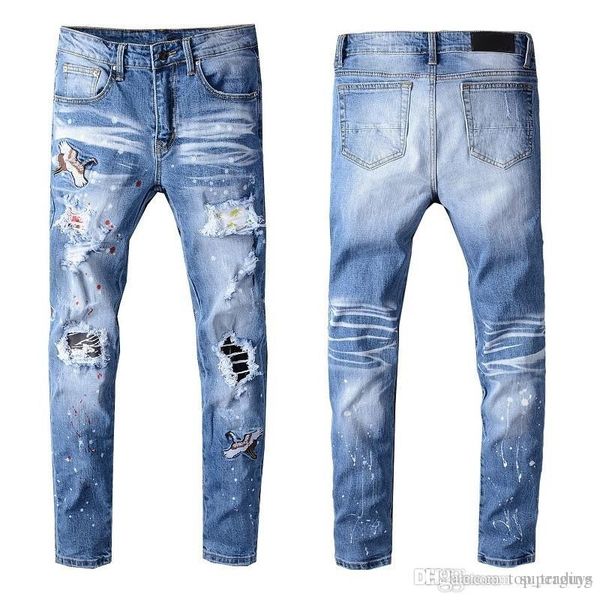 men's distressed destroyed jeans holes patches moto skinny denim washed black stretch pants slim fashion trousers size 28-40 604, Blue
men's distressed destroyed jeans holes patches moto skinny denim washed black stretch pants slim fashion trousers size 28-40 604, Blue