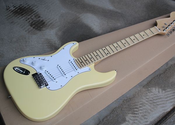 factory custom left-handed yellow electric guitar with scalloped maple fretboard,white pickguard,offering customized services
factory custom left-handed yellow electric guitar with scalloped maple fretboard,white pickguard,offering customized services