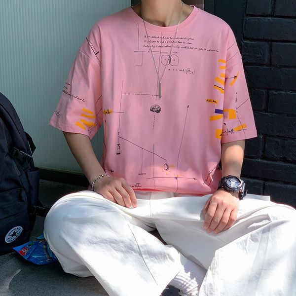 2020 new summer mathematical elements print five short-sleeved male trend half sleeve t-shirt bottoming men;s cotton loose tees, White;black
2020 new summer mathematical elements print five short-sleeved male trend half sleeve t-shirt bottoming men;s cotton loose tees, White;black