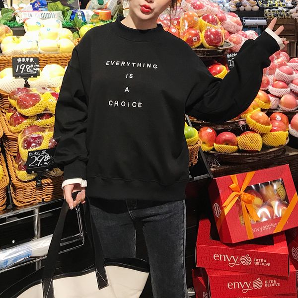 women in sanitary clothes fall 2019 new students korean edition embroidery cec large pier pullover round-collar letter sanitary clothes, Black 
women in sanitary clothes fall 2019 new students korean edition embroidery cec large pier pullover round-collar letter sanitary clothes, Black