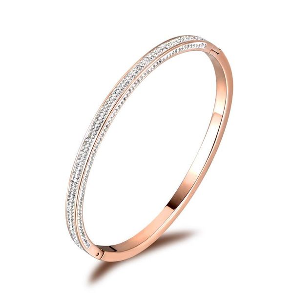 stainless steel rose gold three sides rhinestone cuff bangles bracelets lovers jewelry valentine's day gift b18059, Black
stainless steel rose gold three sides rhinestone cuff bangles bracelets lovers jewelry valentine's day gift b18059, Black