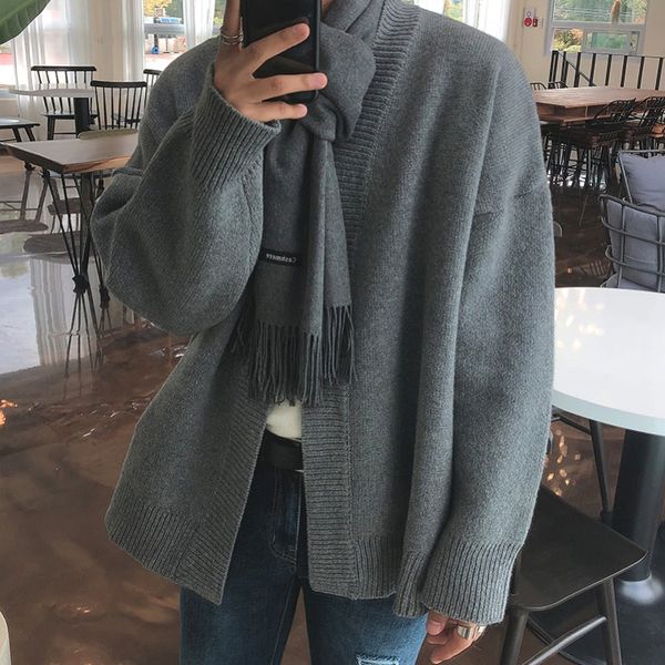 2019 spring and autumn solid color loose couple chic sweater cardigan korean men's sweater wild jacket gray / brown -xl, White;black
2019 spring and autumn solid color loose couple chic sweater cardigan korean men's sweater wild jacket gray / brown -xl, White;black