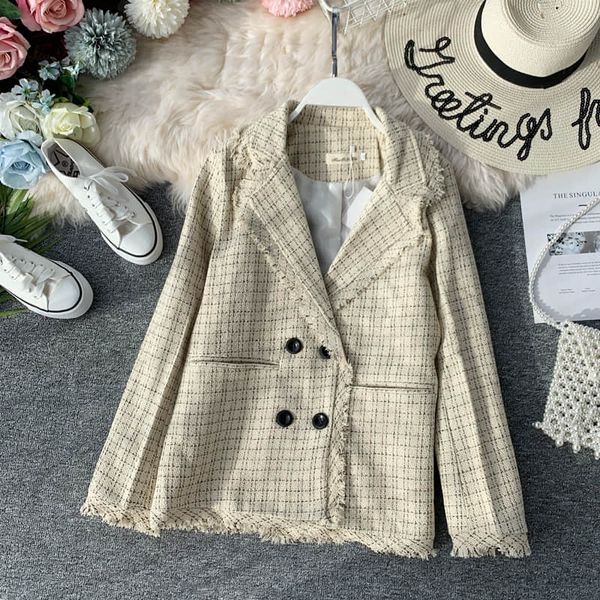 nicemix plaid women jacket coat tassel suit collar double breasted korean plus size office vintage black elegant large women jac, Black;brown
nicemix plaid women jacket coat tassel suit collar double breasted korean plus size office vintage black elegant large women jac, Black;brown