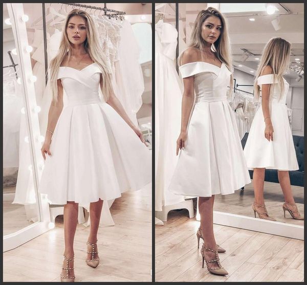 eightale short wedding dress knee-length satin bridal gowns simple off the shoulder a-line wedding dresses robe de mariage, White
eightale short wedding dress knee-length satin bridal gowns simple off the shoulder a-line wedding dresses robe de mariage, White