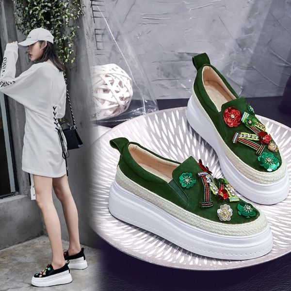 2019 spring korean-style beaded bracelet sequin flower mouth shoes women's loafers platform thick bottomed casual fisherman shoe, Black
2019 spring korean-style beaded bracelet sequin flower mouth shoes women's loafers platform thick bottomed casual fisherman shoe, Black
