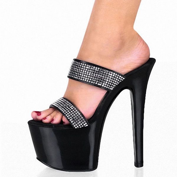 summer elegant glitter rhinestone slippers 17cm thick platform shallow fetish 7inches party props novelty gothic high heels, Black
summer elegant glitter rhinestone slippers 17cm thick platform shallow fetish 7inches party props novelty gothic high heels, Black