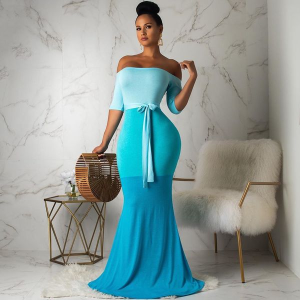 womens mermaid long maxi dress elegant off the shoulder triple color block bodycon evening party dress, White;black
womens mermaid long maxi dress elegant off the shoulder triple color block bodycon evening party dress, White;black