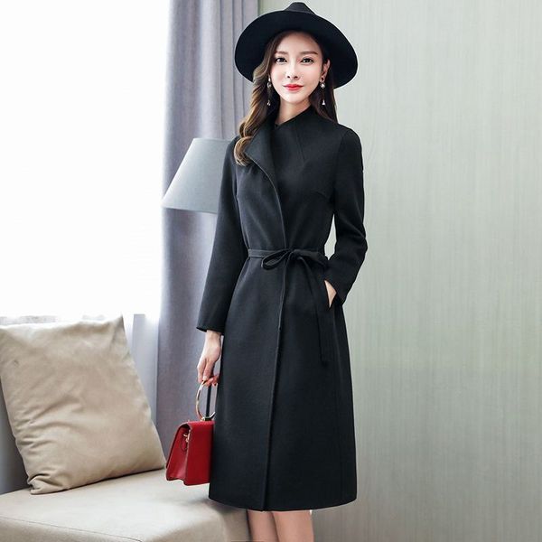 2019 autumn winter new women double sided cashmere long coat female lapel sashes woolen coats fashion slim wool outerwear n79, Black
2019 autumn winter new women double sided cashmere long coat female lapel sashes woolen coats fashion slim wool outerwear n79, Black
