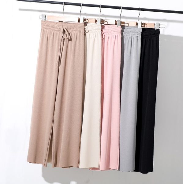 ice silk wide leg pants women's summer new korean high waist loose thin 9-point pants vertical casual pants women, Black;white
ice silk wide leg pants women's summer new korean high waist loose thin 9-point pants vertical casual pants women, Black;white