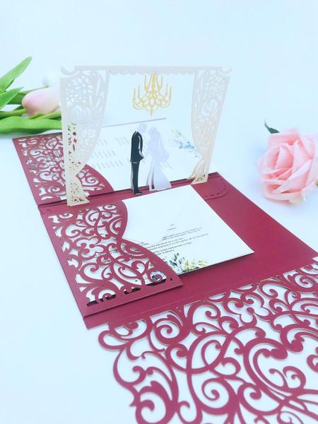 50x 3d white burgundy gray up couple wedding invitation card floral laser cut pocket customized printing rsvp
50x 3d white burgundy gray up couple wedding invitation card floral laser cut pocket customized printing rsvp