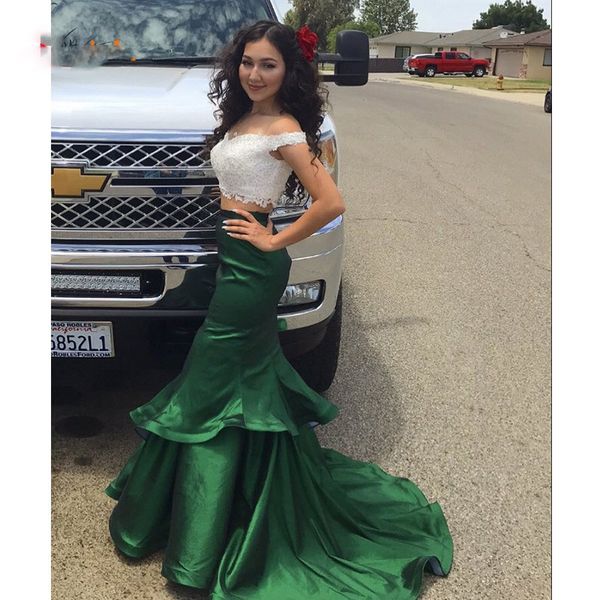 white lace prom dresses two pieces beaded mermaid formal dresses crop tiers 2 piece graduation dress evening party gown, Black
white lace prom dresses two pieces beaded mermaid formal dresses crop tiers 2 piece graduation dress evening party gown, Black