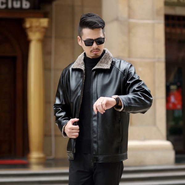 2020 new casual leather jackets men motorcycle keep warm leather jackets fashion brand men's fleece jacket coat, Black
2020 new casual leather jackets men motorcycle keep warm leather jackets fashion brand men's fleece jacket coat, Black