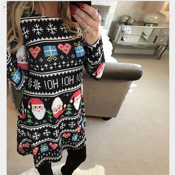 dresses fashion autumn plus size women clothing crew neck casual print christmas a line dress vestidos large size designer clothes, Black;gray
dresses fashion autumn plus size women clothing crew neck casual print christmas a line dress vestidos large size designer clothes, Black;gray