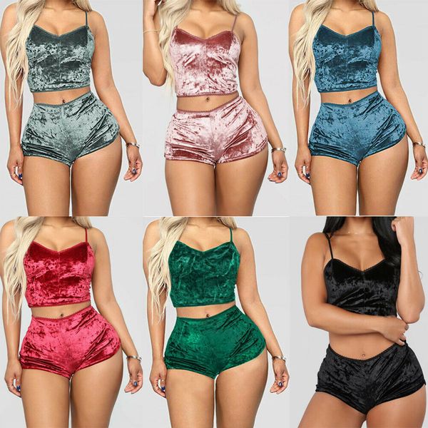 womens 2pcs velvet pajamas set sleepwear chemise shorts nightwear plus size, Black;red
womens 2pcs velvet pajamas set sleepwear chemise shorts nightwear plus size, Black;red