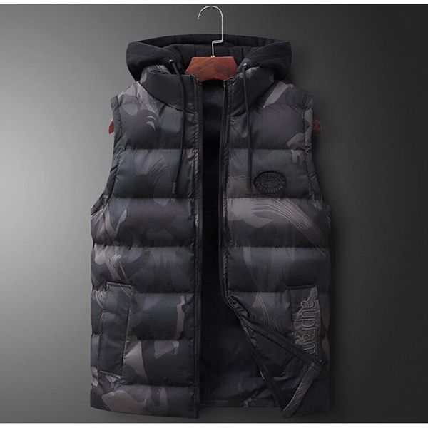 fashion sleeveless jacket men thickening camouflage cotton vest hat hooded warm vest winter waistcoat men casual windbreaker, Black;white
fashion sleeveless jacket men thickening camouflage cotton vest hat hooded warm vest winter waistcoat men casual windbreaker, Black;white