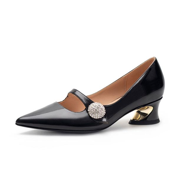 nikali rhinestone buckle black mid-heel shoes women's new pointed shallow mouth professional thick heel women's shoes 
nikali rhinestone buckle black mid-heel shoes women's new pointed shallow mouth professional thick heel women's shoes