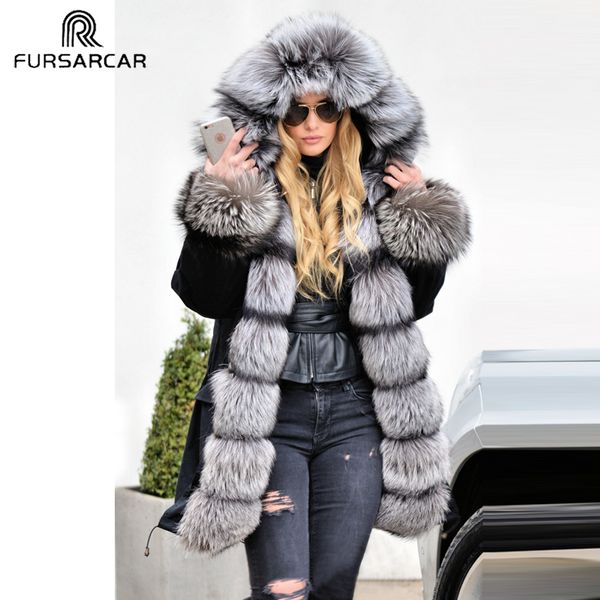 fursarcar 2019 fashion real silver fur parka women winter 80 cm long coat with fur collar and cuff casual warm parka, Black
fursarcar 2019 fashion real silver fur parka women winter 80 cm long coat with fur collar and cuff casual warm parka, Black