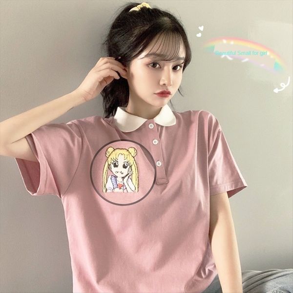 pink cartoon beautiful girl warrior embroidered short-sleeved polo shirt t-shirt female summer loose western style age reduction, White
pink cartoon beautiful girl warrior embroidered short-sleeved polo shirt t-shirt female summer loose western style age reduction, White