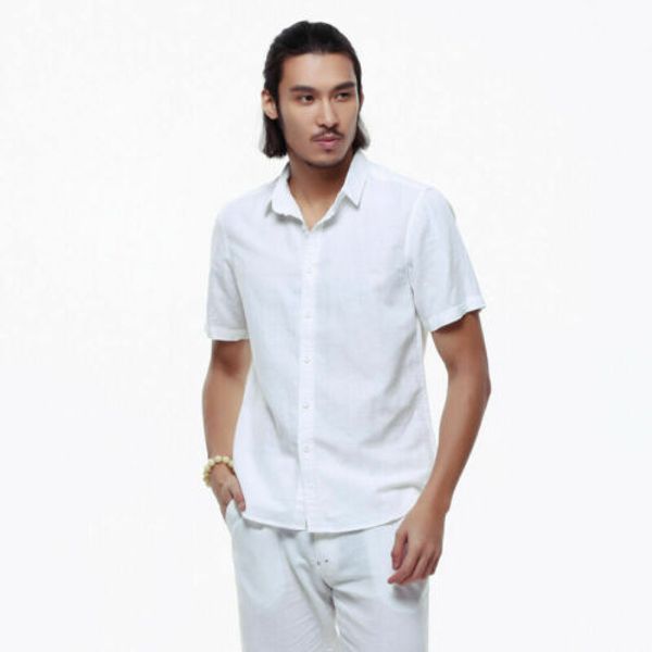 men summer cotton linen short sleeve shirts slim fit shirt casual 2019 sale, White;black
men summer cotton linen short sleeve shirts slim fit shirt casual 2019 sale, White;black