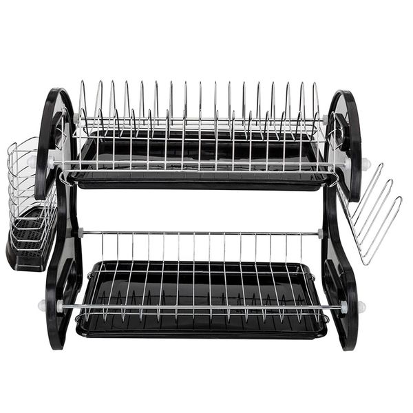 large capacity 2 tier dish drainer upgraded drying rack kitchen storage stainless steel dish drainer spoons collection shelf black
large capacity 2 tier dish drainer upgraded drying rack kitchen storage stainless steel dish drainer spoons collection shelf black