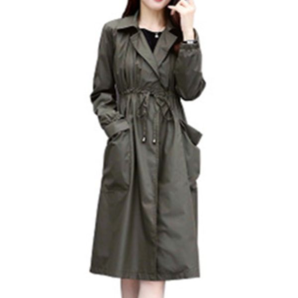 women's windbreaker women long section korean spring 2019 new autumn women coat dignified atmosphere large pocket thin coat 410, Tan;black
women's windbreaker women long section korean spring 2019 new autumn women coat dignified atmosphere large pocket thin coat 410, Tan;black