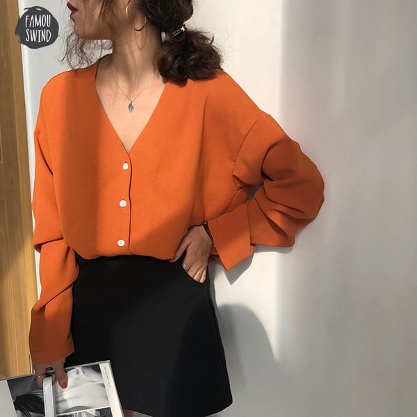 blouse solid girls color single breasted chiffon shirt v neck long sleeve women blouse summer casual flare shirt sleeve streetwear, White
blouse solid girls color single breasted chiffon shirt v neck long sleeve women blouse summer casual flare shirt sleeve streetwear, White
