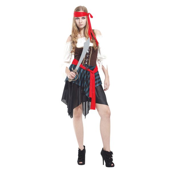 red head scarf pirate beauty costume halloween purim carnival new year masquerade fancy party dress, Black;red
red head scarf pirate beauty costume halloween purim carnival new year masquerade fancy party dress, Black;red