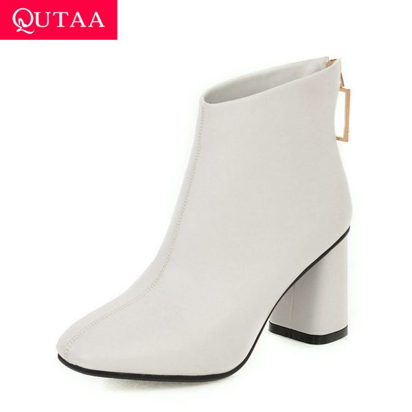 qutaa 2020 pu leather square heel ankle boots fashion crystal zipper square toe warm fur autumn winter women shoes size 34-43, Black
qutaa 2020 pu leather square heel ankle boots fashion crystal zipper square toe warm fur autumn winter women shoes size 34-43, Black