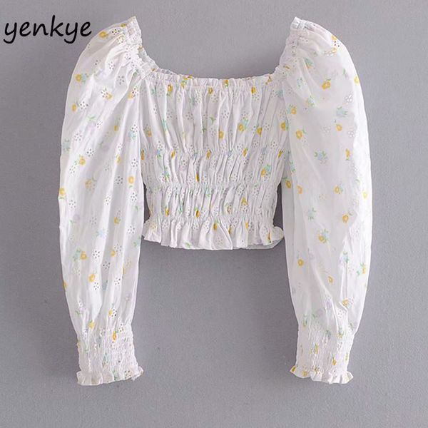 sweet floral print elastic crop women square neck puff sleeve fashion summer openwork short blouse ldzz6273, White
sweet floral print elastic crop women square neck puff sleeve fashion summer openwork short blouse ldzz6273, White