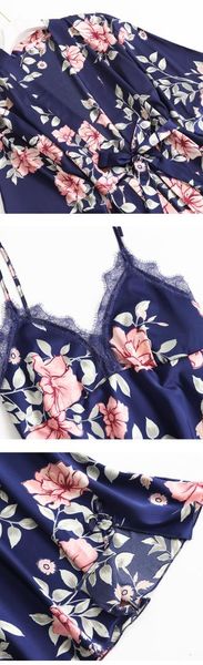 2019 explosion models spring and summer new simulation silk pajamas lace print pajamas five-piece women, Blue;gray
2019 explosion models spring and summer new simulation silk pajamas lace print pajamas five-piece women, Blue;gray