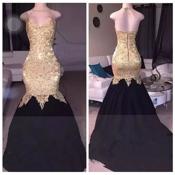 halter gold lace appliques slim mermaid prom dresses 2019 beading formal evening party gowns special occasion party gowns, Black
halter gold lace appliques slim mermaid prom dresses 2019 beading formal evening party gowns special occasion party gowns, Black