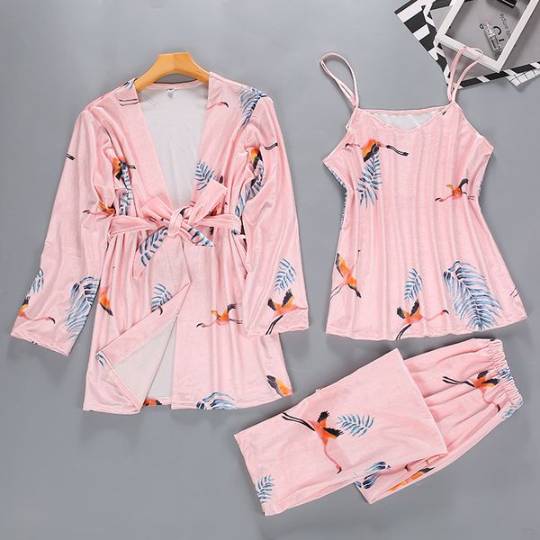 women strap pants suit night robe sleepwear pajamas kimono bath gown casual 3pcs sleep set autumn nightwear sets l xl, Blue;gray
women strap pants suit night robe sleepwear pajamas kimono bath gown casual 3pcs sleep set autumn nightwear sets l xl, Blue;gray