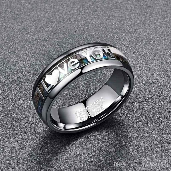 8mm wide antler and shell tungsten steel ring with lettering i love you full size 6- 13, Silver
8mm wide antler and shell tungsten steel ring with lettering i love you full size 6- 13, Silver