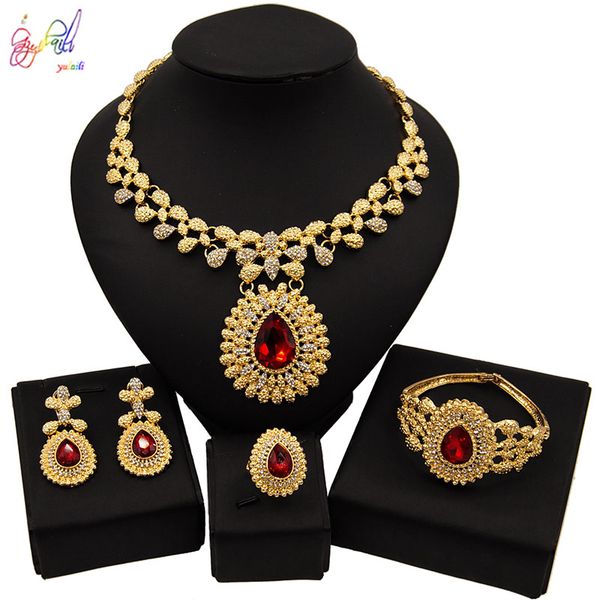 yulaili wedding dress jewelry sets charm red gold necklace earrings bangle ring for women engagement party gifts, Black
yulaili wedding dress jewelry sets charm red gold necklace earrings bangle ring for women engagement party gifts, Black