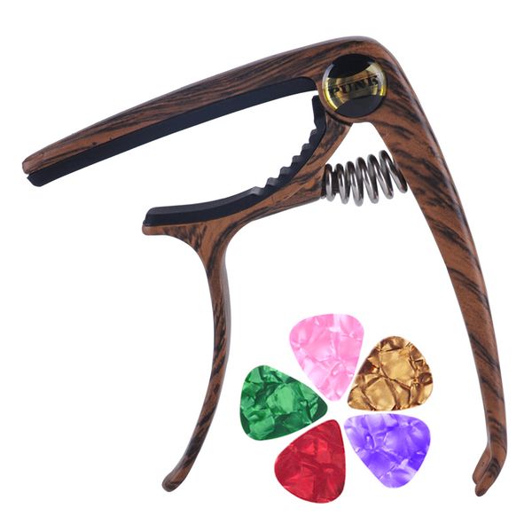 trigger style capos wood grain zinc alloy guitar capo with pull string nail 6pcs guitar picks
trigger style capos wood grain zinc alloy guitar capo with pull string nail 6pcs guitar picks