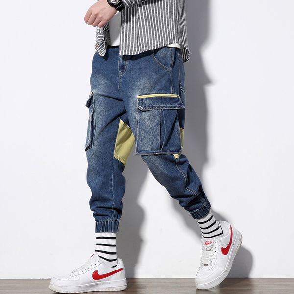 2019 men's hip hop pants streetwear mutil pockets fitness jeans cargo pants men patchwork loose denim lbz157, Blue
2019 men's hip hop pants streetwear mutil pockets fitness jeans cargo pants men patchwork loose denim lbz157, Blue