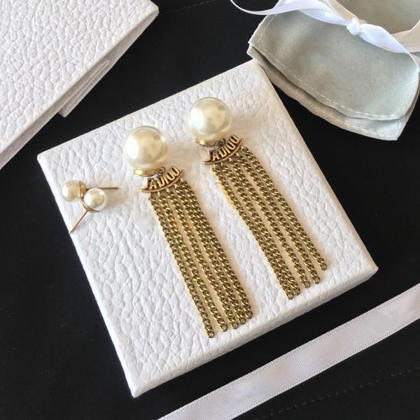 new classic letter retro tassel pearl designer earrings luxury designer jewelry women earrings, Golden
new classic letter retro tassel pearl designer earrings luxury designer jewelry women earrings, Golden